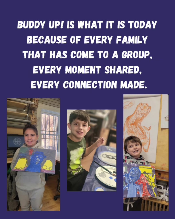 A Buddy UP! participant sharing their colourful artwork